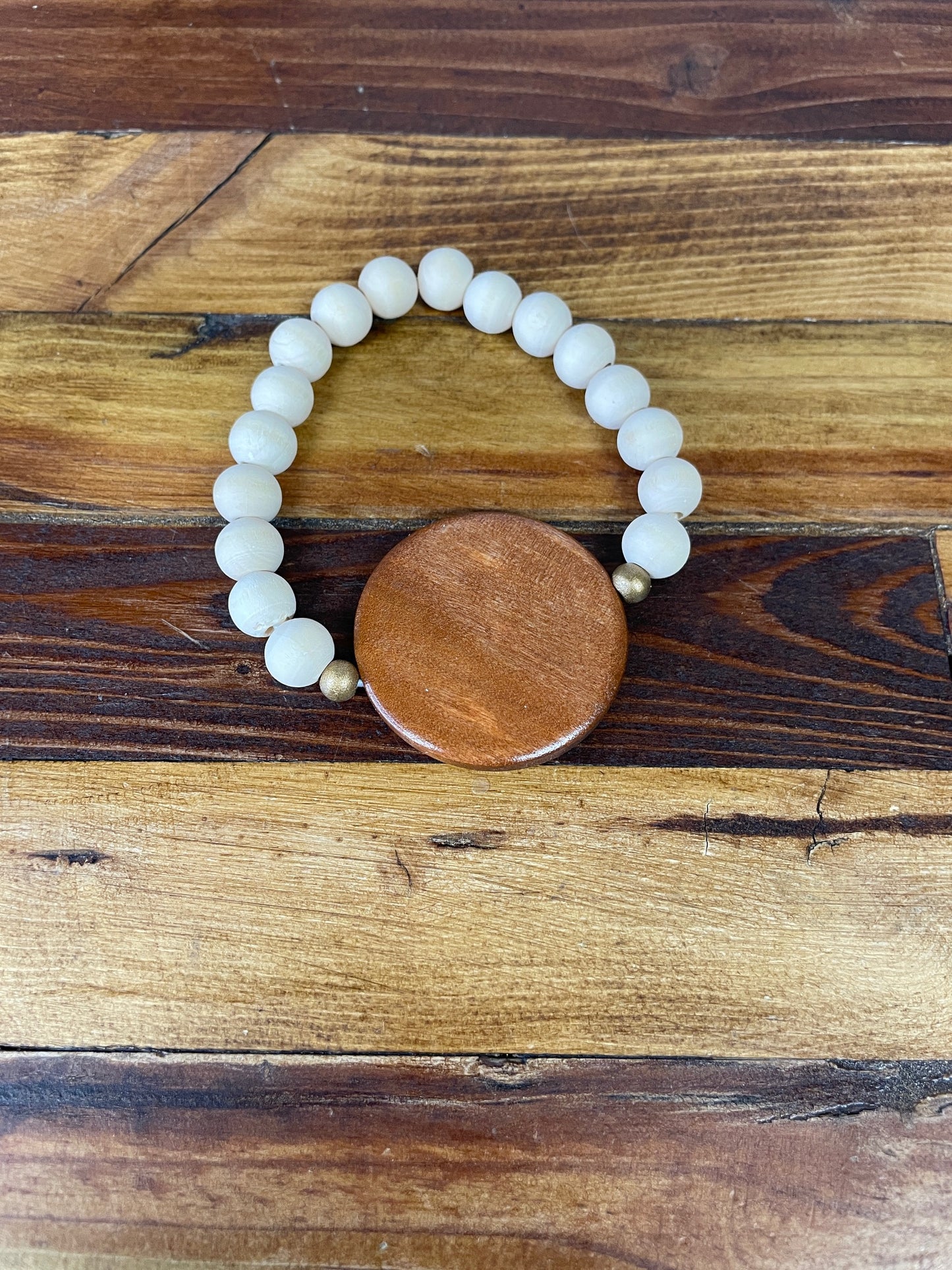 Wood Bead Bracelet, (White, Wood)