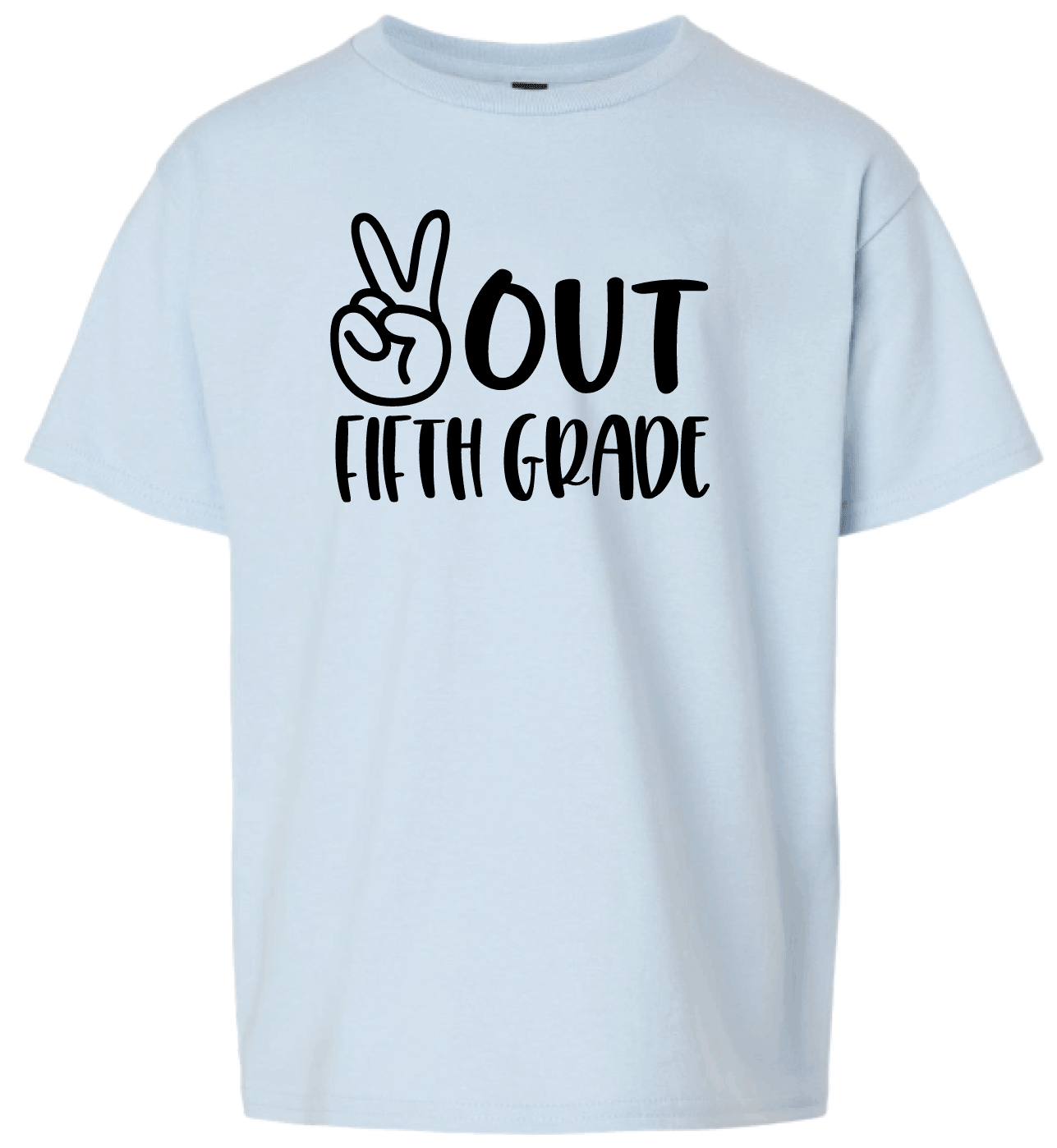 Custom Shirt - Peace Out YOUTH size 10-12, light blue