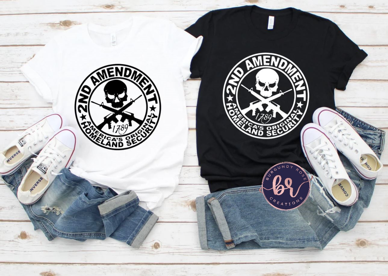 2nd Amendment Skull White DESIGN Graphic Tee