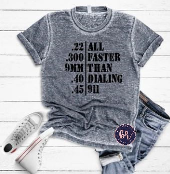 All Faster Than Dialing 911 Black Graphic Tee