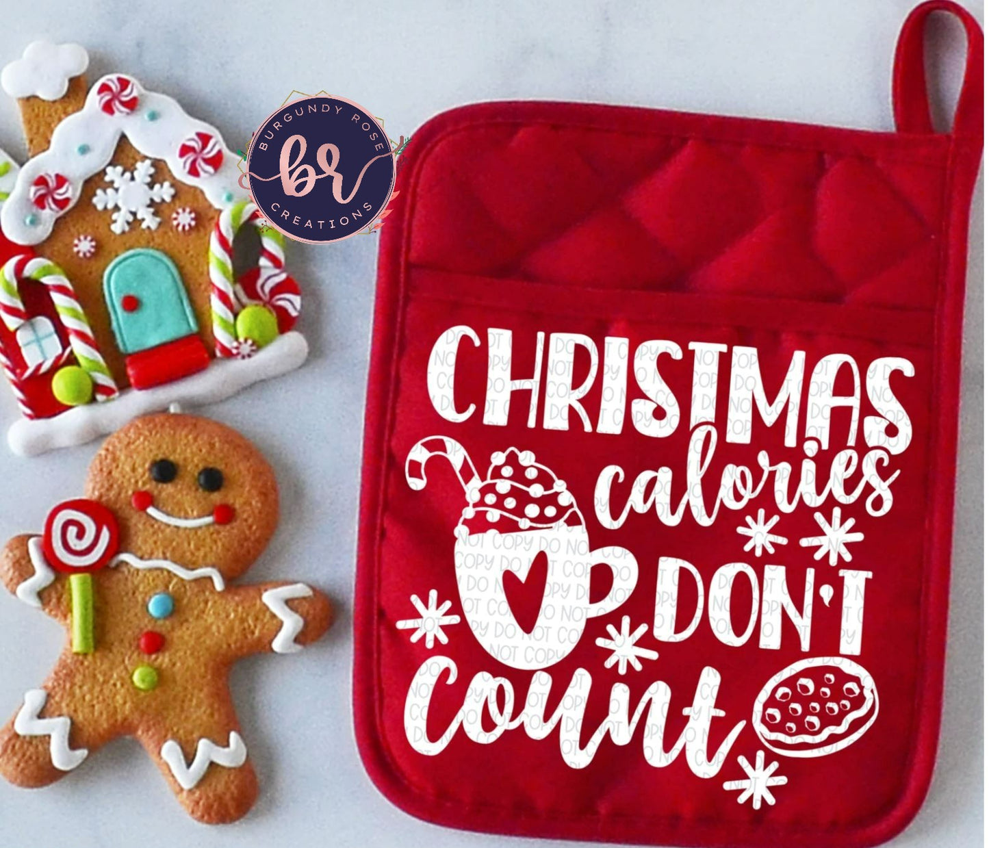 Christmas Calories Don't Count Pot Holder Hot Pad