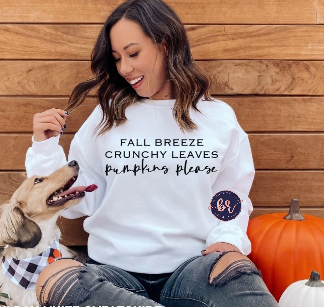 Fall Breeze Crunchy Leaves Pumpkins Please Graphic Tee