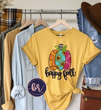 Happy Fall Colorful Pumpkins Graphic Tee