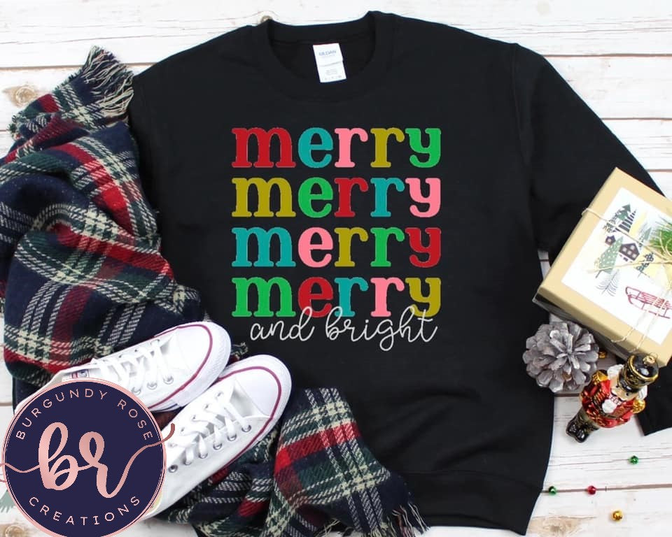 Merry Merry Merry Merry and Bight Colorful Graphic Tee