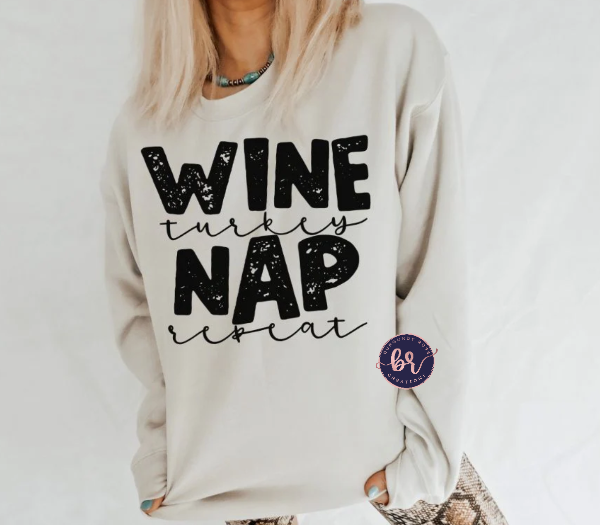 Wine Turkey Nap Repeat Graphic Tee
