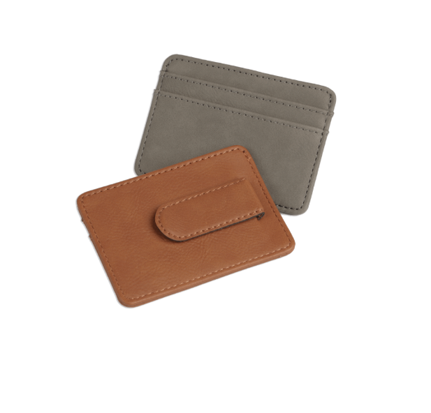Saddle Faux Leather Wallet with Money Clip