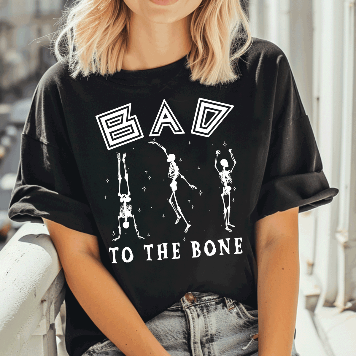 Bad to the Bone Skeletons (White design)