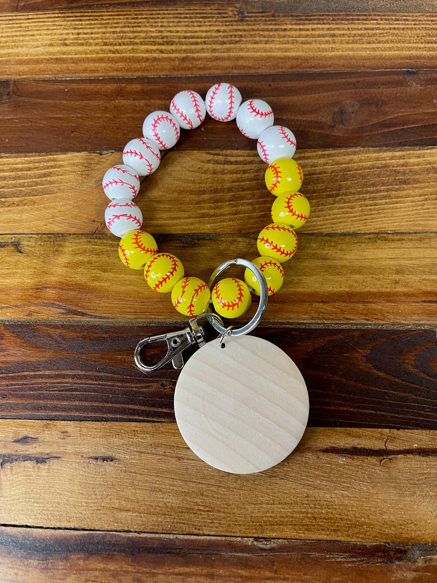 Baseball/Softball mix Bead Wristlet/Keychain