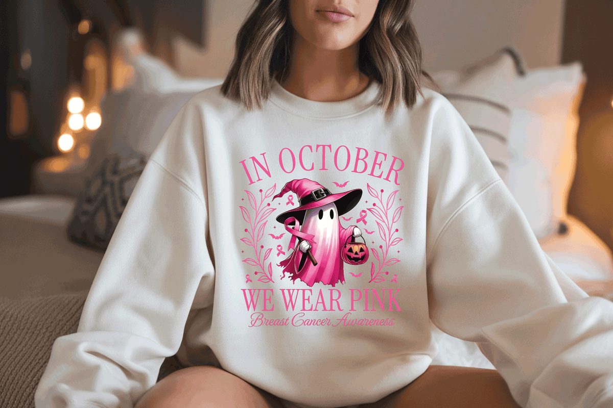 In October We Wear Pink - Ghost - Breast Cancer Awareness design