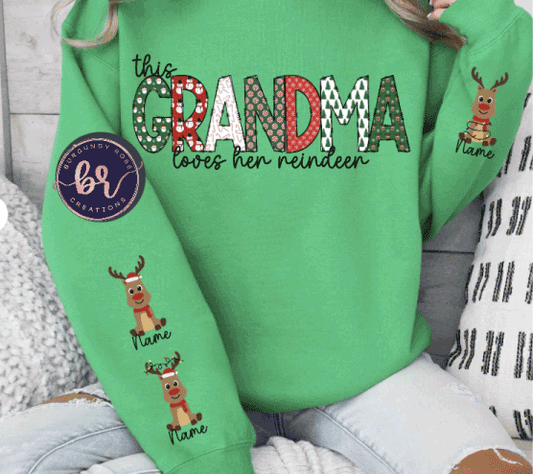 Custom GRANDMA Name & Reindeer Names (2)
