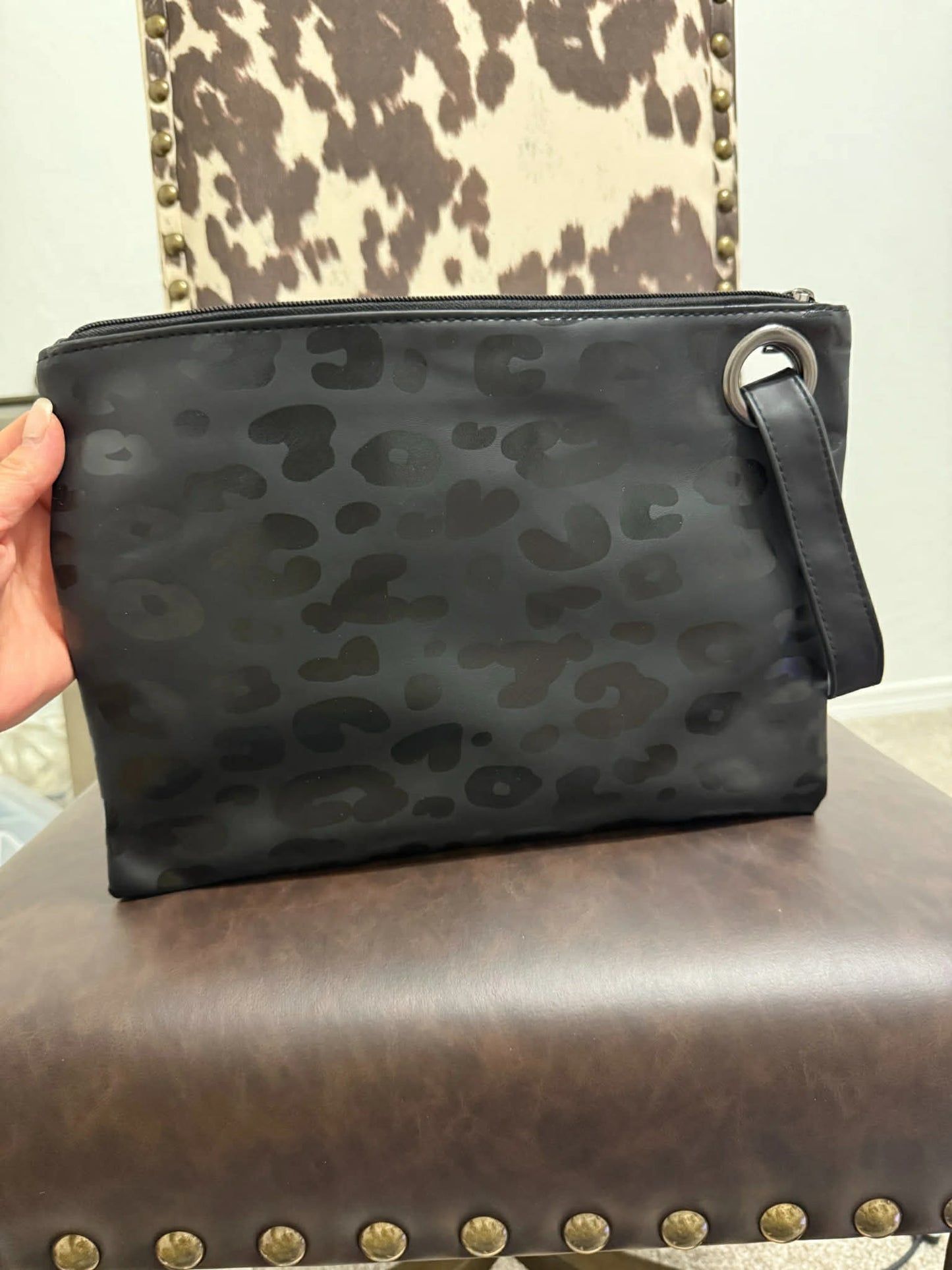 Black on Black Leopard Bag $8.00