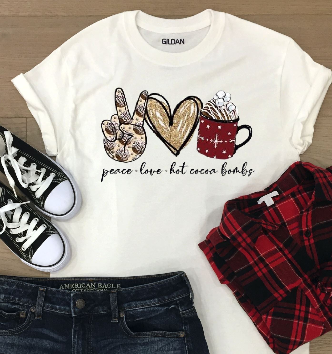 Peace Love Hot Cocoa Bombs Graphic Tee