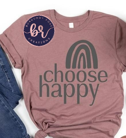 Choose Happy grey Graphic Tee