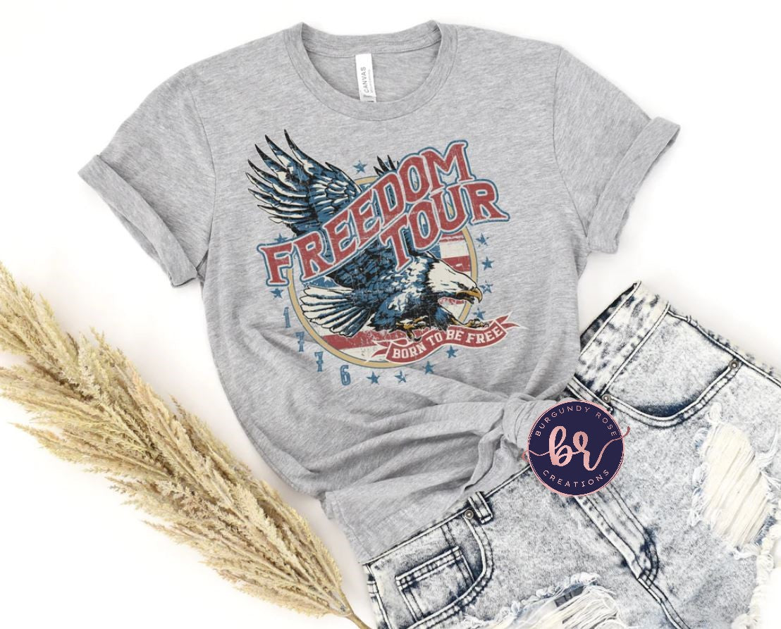 Freedom Tour Born to be Free 1776 Eagle Graphic Tee