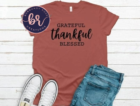 Grateful Thankful Blessed Graphic Tee