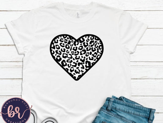Heart Leopard Print Graphic Tee