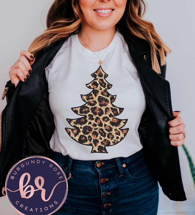 Leopard Christmas Tree Graphic Tee