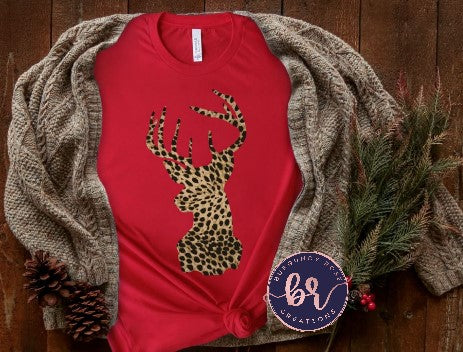 Leopard Deer Antlers Graphic Tee