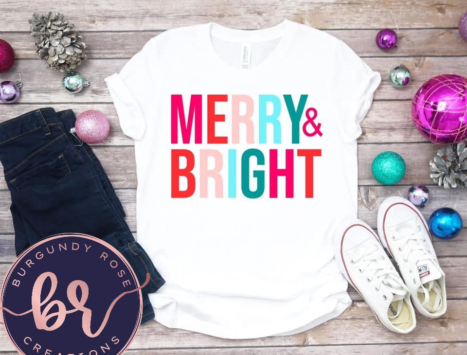 Merry & Bright Colorful Graphic Tee