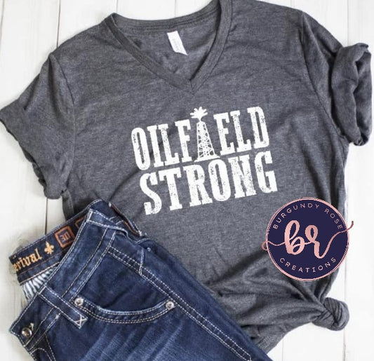 Oilfield Strong White Graphic Tee