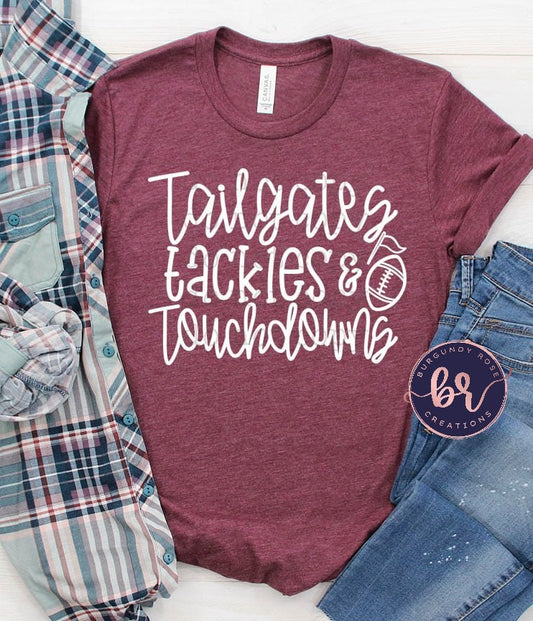 Tailgates Tackles Touchdowns Graphic Tee